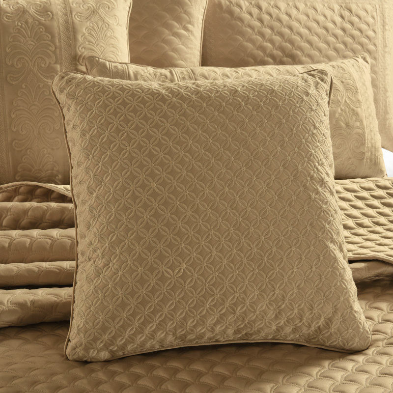Lyndon Gold Embroidered Square Decorative Throw Pillow