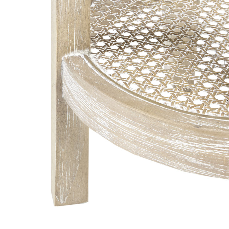 Table d'appoint ronde de 15 pouces de diamètre, plateau de table en placage de frêne, pieds en bois massif de couleur blé récupéré, tablette inférieure en canne pour le décor du vestibule, pièce de table élégante à assembler en diamètre, hauteur de 28 po, sur