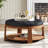 Versatile Tufted Ottoman Coffee Table with Shelf and Wheels for Living Room-1454963872