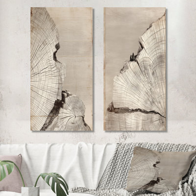 «Celestial Balance on Wood Slide», ensemble de 2 impressions murales en métal arbre gris