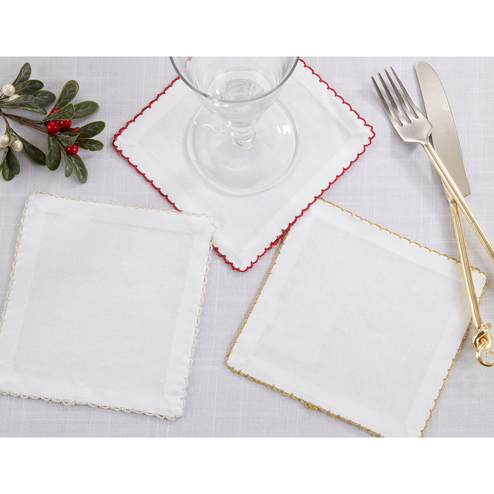 Vessie Reversible Cotton Napkin, Red, 20" x 20"