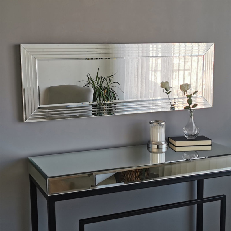 Modern Silver Wall Mirror, 47.2 x 15.7 x 0.9 inches | 100% MDF, Adjustable for Horizontal & Vertical Display | Elegant Solid Color Design, Perfect for Home Decor and Entryways, Stylish and Functional