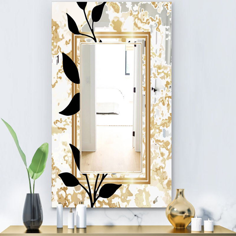 Botanical Obsidian Glam Frameless Accent Mirror, 32" H x 24" W