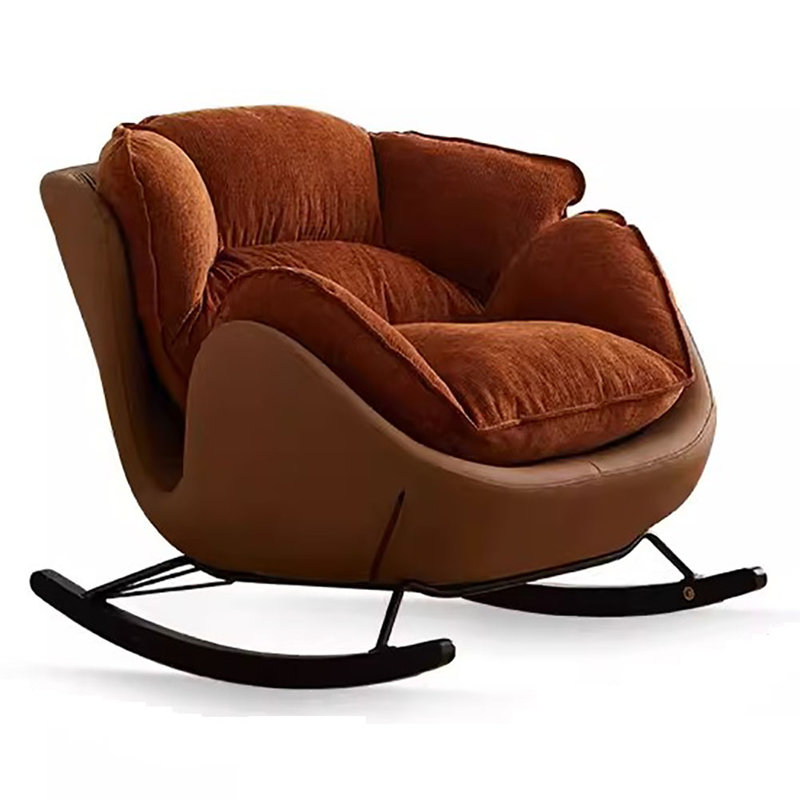 Chaise berçante simple rétro, Café noir / Brun