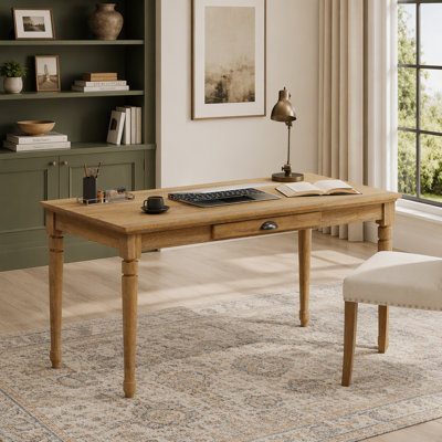 Bureau d'écriture, style campagnard rustique avec tiroir de rangement, très longue table rétro pour bureau à domicile