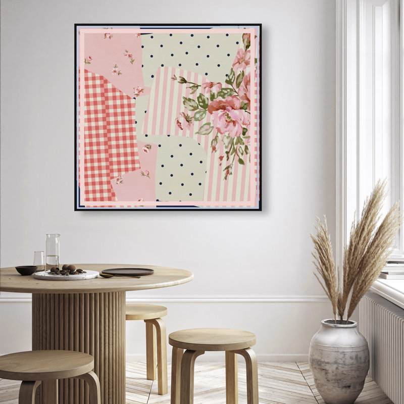 Patchwork Glam Canvas Abstract Print by Oliver Gal, Black Frame, 12 x 12, 41"H x 41"W, Black Floater Frame