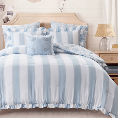Intelligent Design Lara Blue Microfiber 6-Piece Queen Comforter Set
