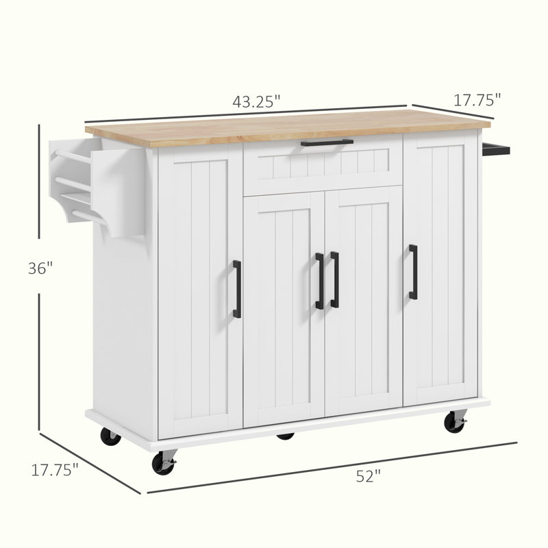 Rolling Kitchen Cart with Drawer, Spice Rack, Towel Rack