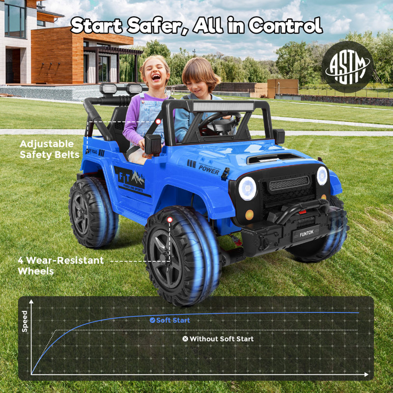 Blue 24V 2-Seater Kids Ride-On UTV with Remote Control