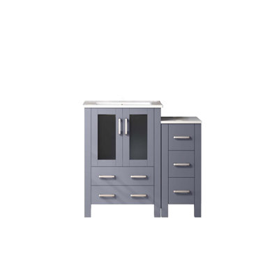 Volez Single Bath Vanity with Side Cabinet, and Ceramic Top