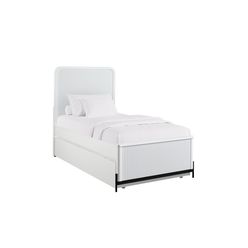 Lit simple transitionnel décontracté avec lit gigogne simple blanc et placage de bouleau