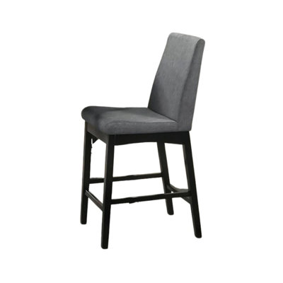 Chaise à hauteur de comptoir Heni, coussins en polyester gris, brun noyer foncé
