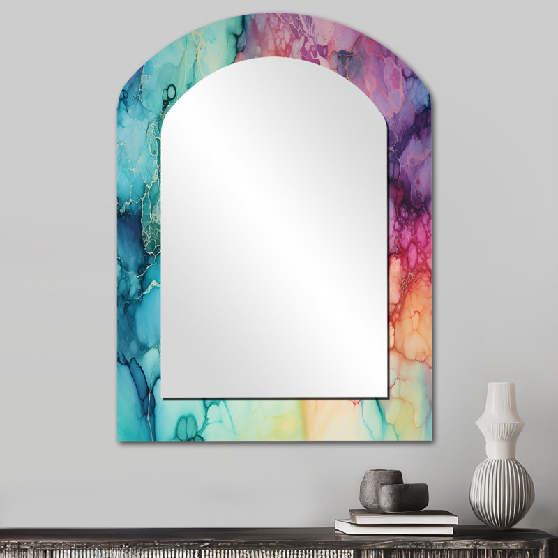 Miroir mural bleu sarcelle Borealis, 34 po x 25 po