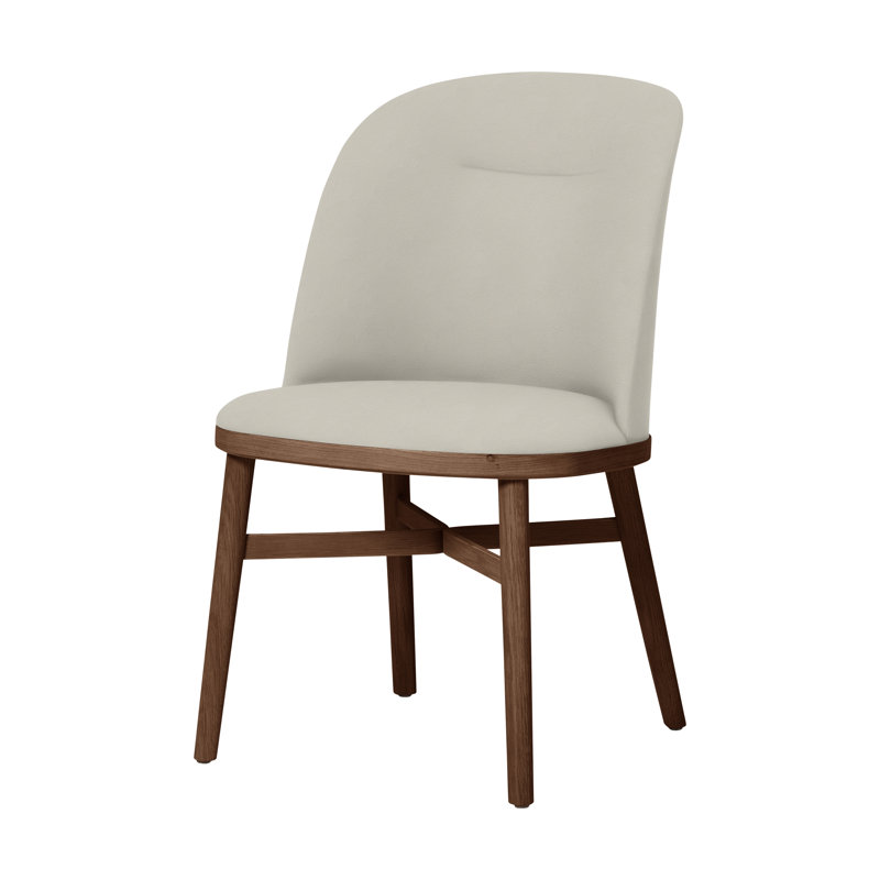 Bund 18'' H Upholstered Dining Chair, Natural Walnut, Milano Ivory 5020
