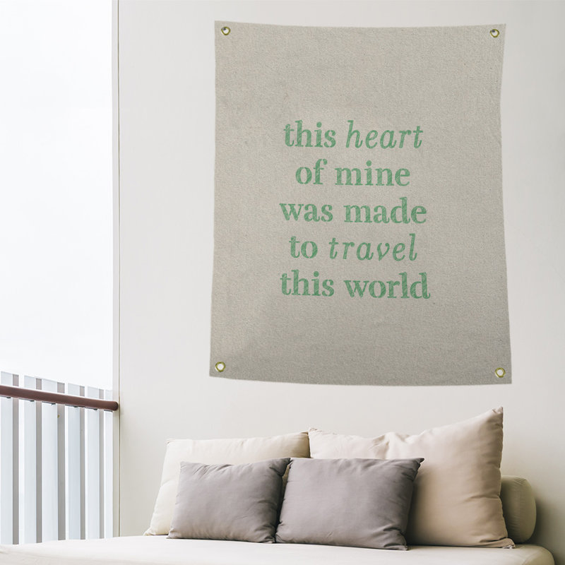 Polyester Tapestry, 80" H x 59" W, White/Green