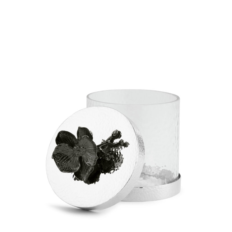 Orchid Kitchen Canister, Black, 5" H x 5.5" W x 5.5" D