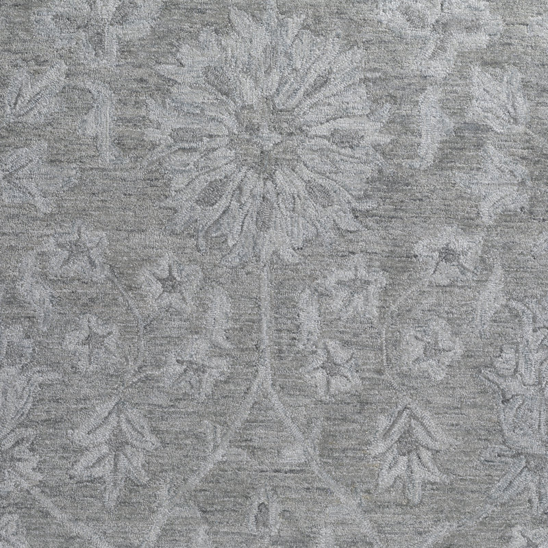Laine grise moderne moderne touffeté à la main 32GR Harlow, Rectangle 9 pi x 13 pi