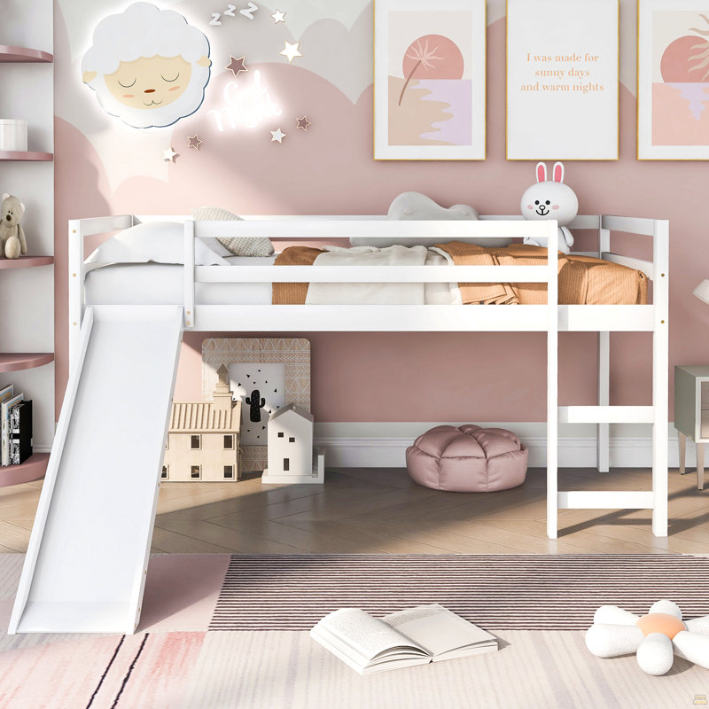 Lit mezzanine avec glissade, lit simple