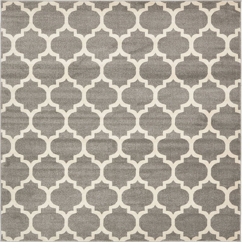 Molly Power Loom Dark Gray/Ivory Rug, Square 7'10"