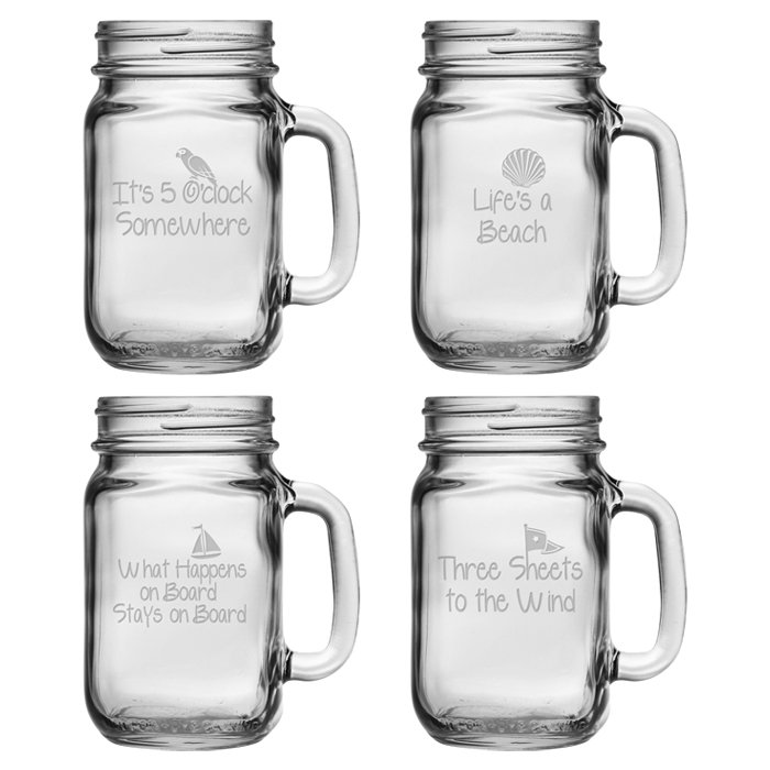 Coastal Sayings 16oz. Mason Jar Set Susquehanna Glass