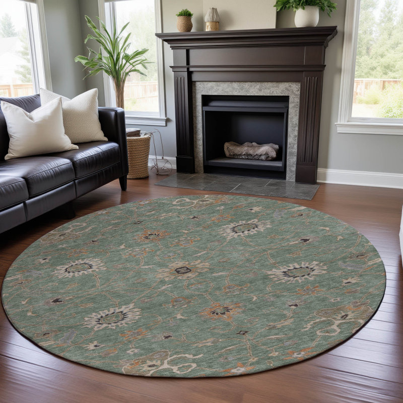 Premium Machine Washable Krause AMF1137 Global Rug, Round 8'