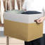  Ensemble de 4 grands paniers de rangement en tissu pliables avec poignées pour placard et tablettes, crème-1882639273