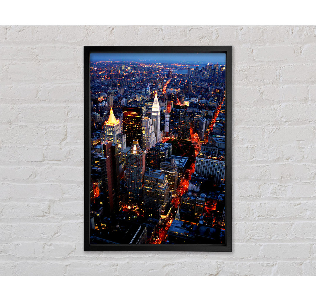 Nyc Ariel View City Lights - Einzelbildrahmen Kunstdrucke auf Leinwand