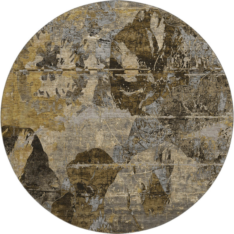 Premium Machine Washable Cerrito AMF555 Mocha Rug, Round 8'