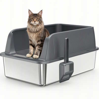 Stainless Steel Cat Litter Box with High Sides