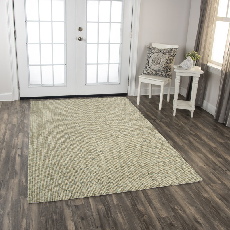 Tapis beige en laine touffeté à la main Caryville, Rectangle 7 pi 6 po x 9 pi 6 po