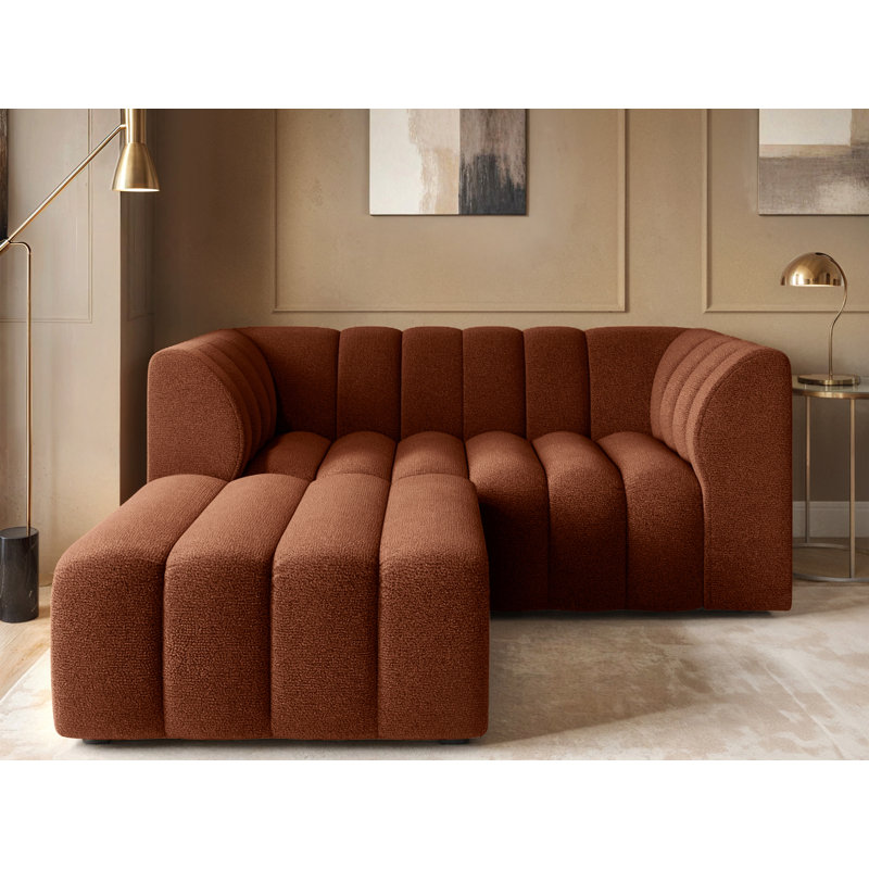 2 Seater Chaise End Sofa, Orange