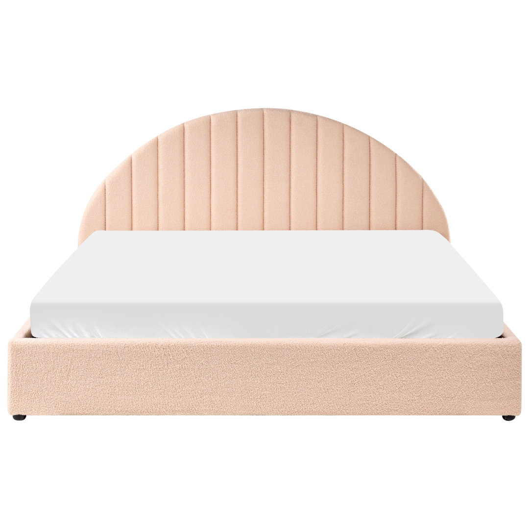 Ottoman Bed Boucle CHADENET 160 x 200 cm (EU King Size) Peach Pink