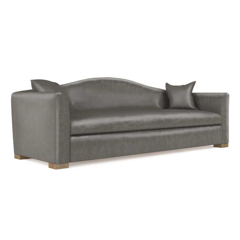 Horatio Camelback Taper Curved-Arm Sofa, Vintage Leather Chocolate, 33" H x 108" W x 36" D, Weathered