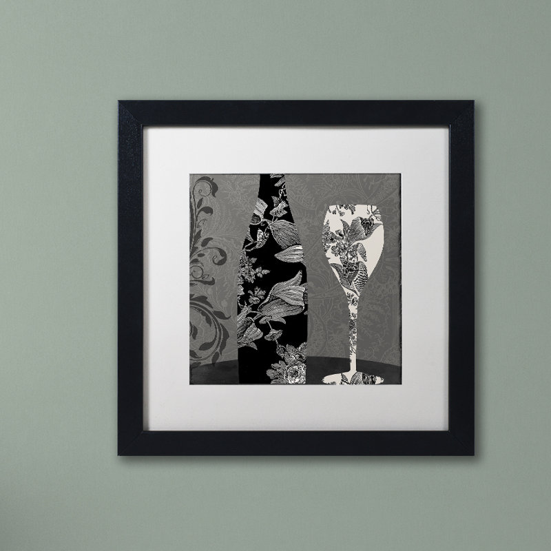 « vin élégant ii » par la boulangerie couleur, impression encadrée, H 11 po x l 14 po x P 0,5 po, Cadre noir, Blanc