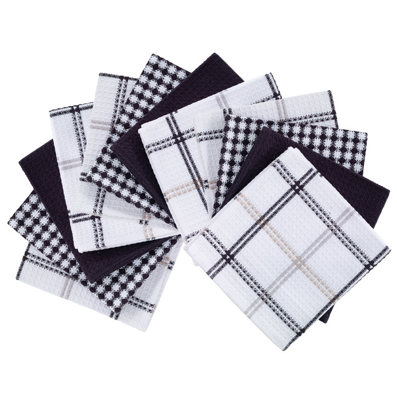 T-fal Flat Waffle Kitchen Dishcloth Set, Black