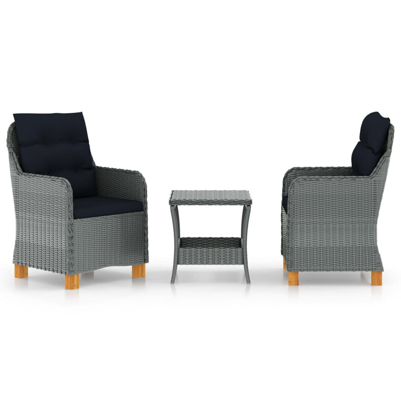 Chaise longue avec coussins 3 pièces Brundon, Gris clair