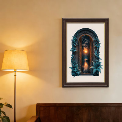 Art mural antique sur toile encadré doré pour le salon, la chambre à coucher, le bureau ou le vestibule - décoration murale décorative avec arche mystique