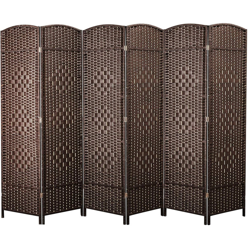 6 Panel Room Divider, Walnut Brown