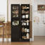 Armoire de rangement de salle de bain étroite de 170 cm de haut avec portes vitrées – Étagères réglables, fermeture magnétique – Organisateur de linge autoportant – Gain de place pour salle de bain et cuisine – Blanc-136050099