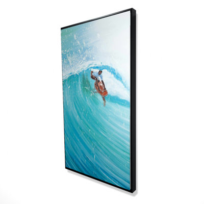 Surfer In The Middle Of The Wave Print On Canvas