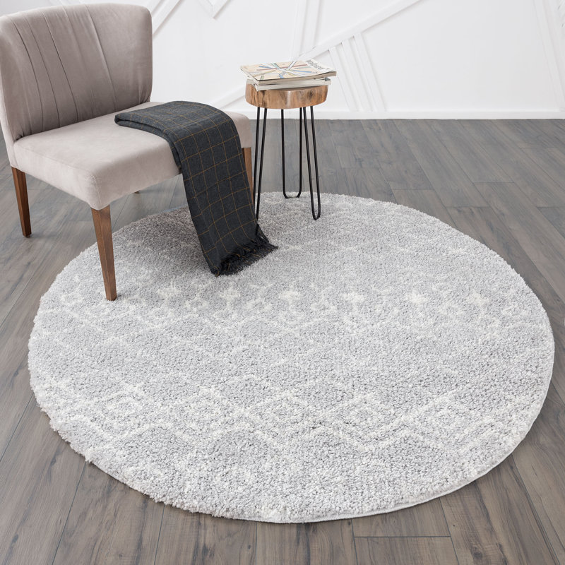 Tapis gris clair, Rond 7 pi 10 po