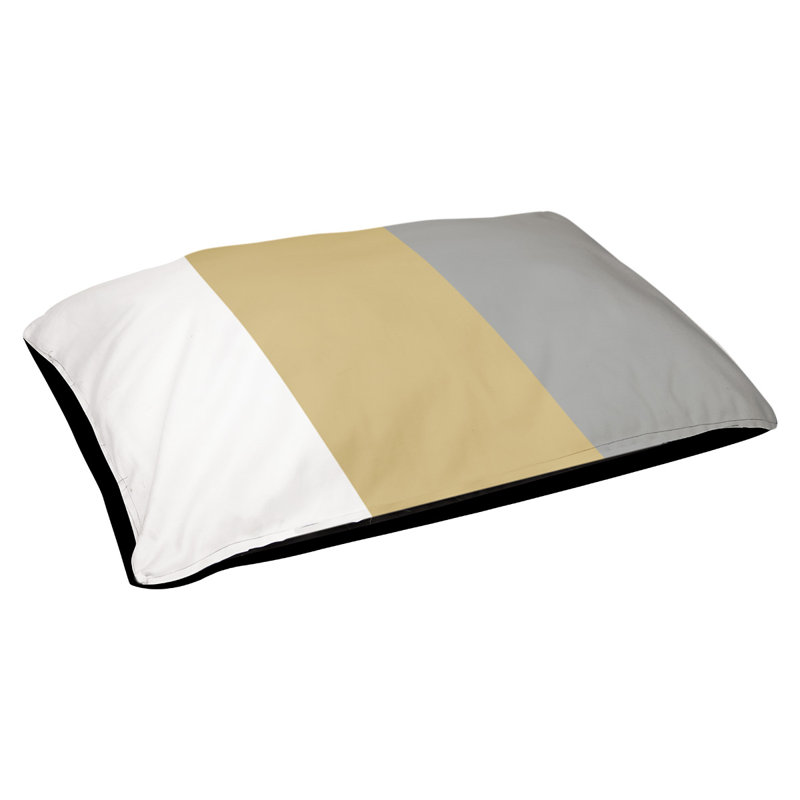 Coussin d'extérieur pour chien Florida Tribe, Blanc / Or / Gris, Moyen (l 40 po x P 30 po x H 6,5 po)