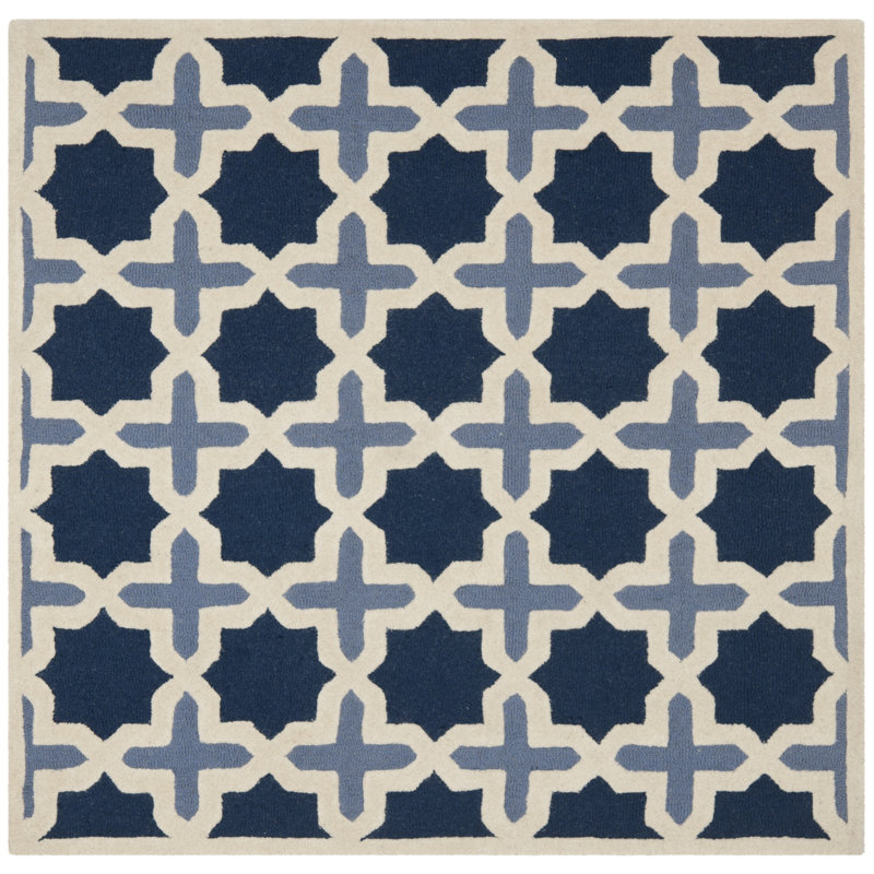 Igna Hand Tufted Wool Geometric Rug, Square 8'