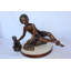 Statue Aditya garçon aventureux avec écureuil en bronze - Taille: L 36 po x l 18 po x H 22 po.