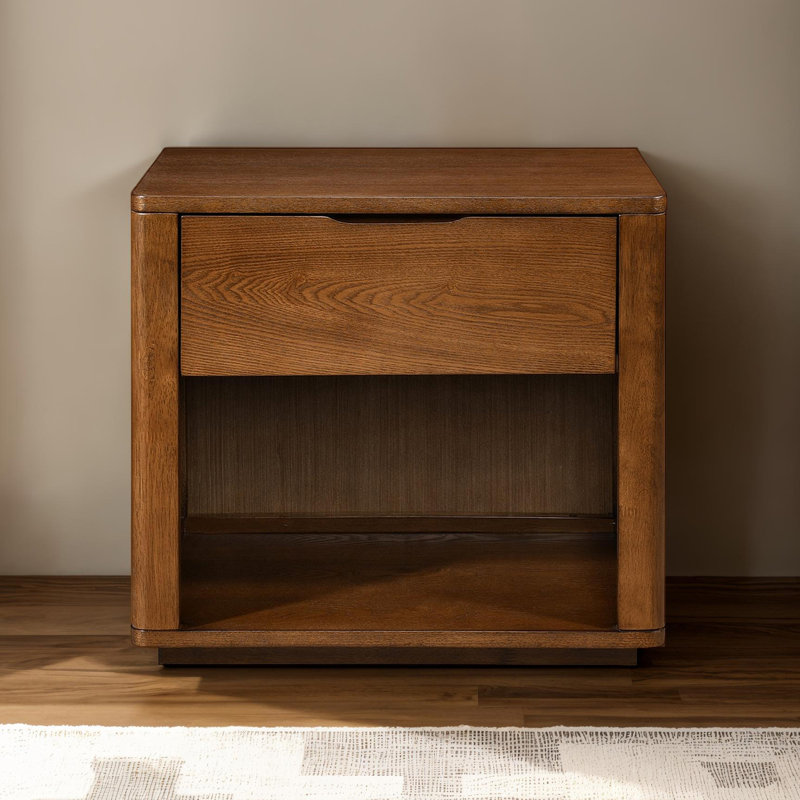 Venice Modern Nightstand With Soft Close Drawer, Brown