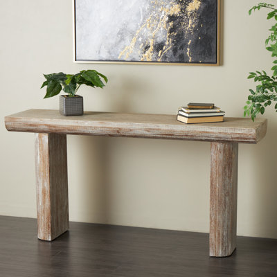 Bergamot 63" Distressed White Narrow Console Table