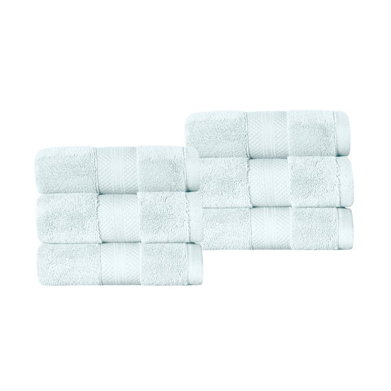 Finnian Plush Heavyweight, 100% Turkish Towel Collection, Dusty Aqua, Hand Towels - 6 Pack