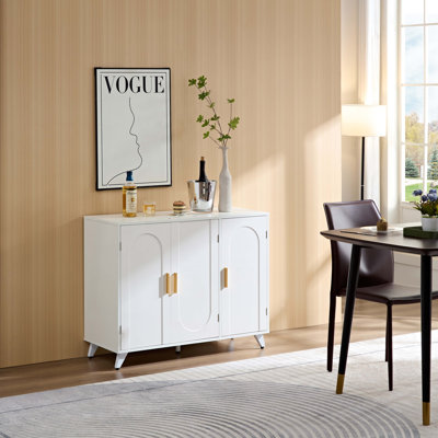 Console en bois avec 3 portes et tablettes amovibles