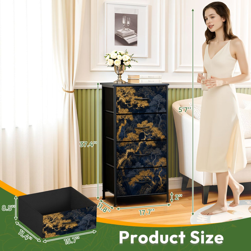 Petite commode à 4 tiroirs pour chambre à coucher Golden Tree