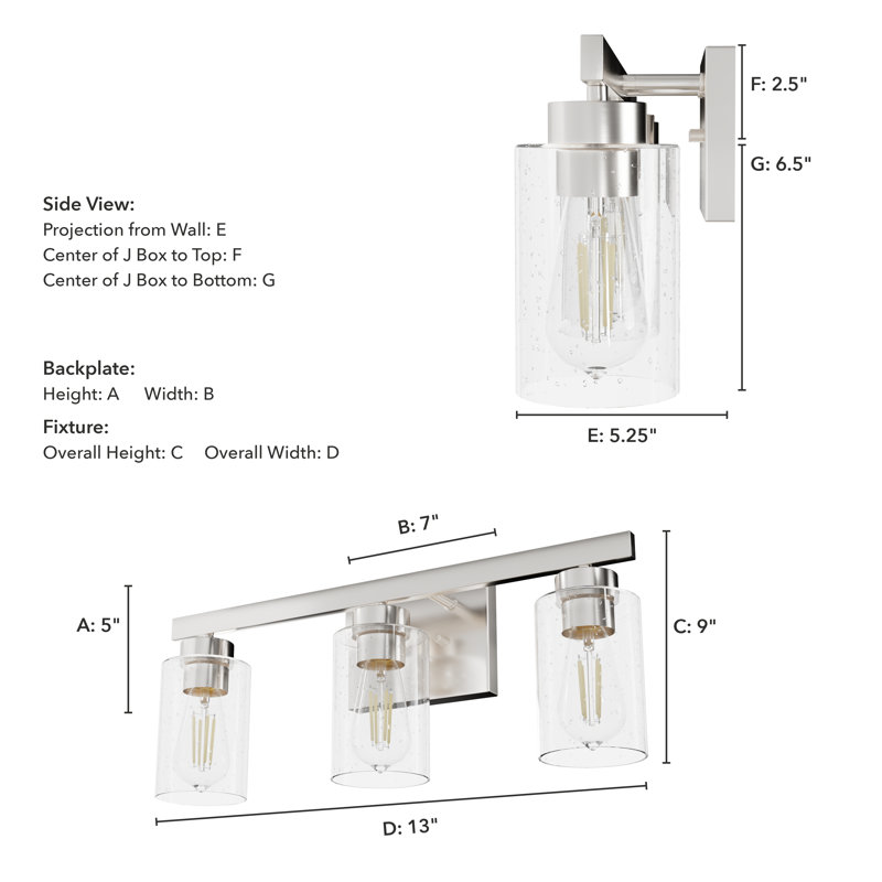 Hartland 3 - Light Dimmable Vanity Light, Brushed Nickel